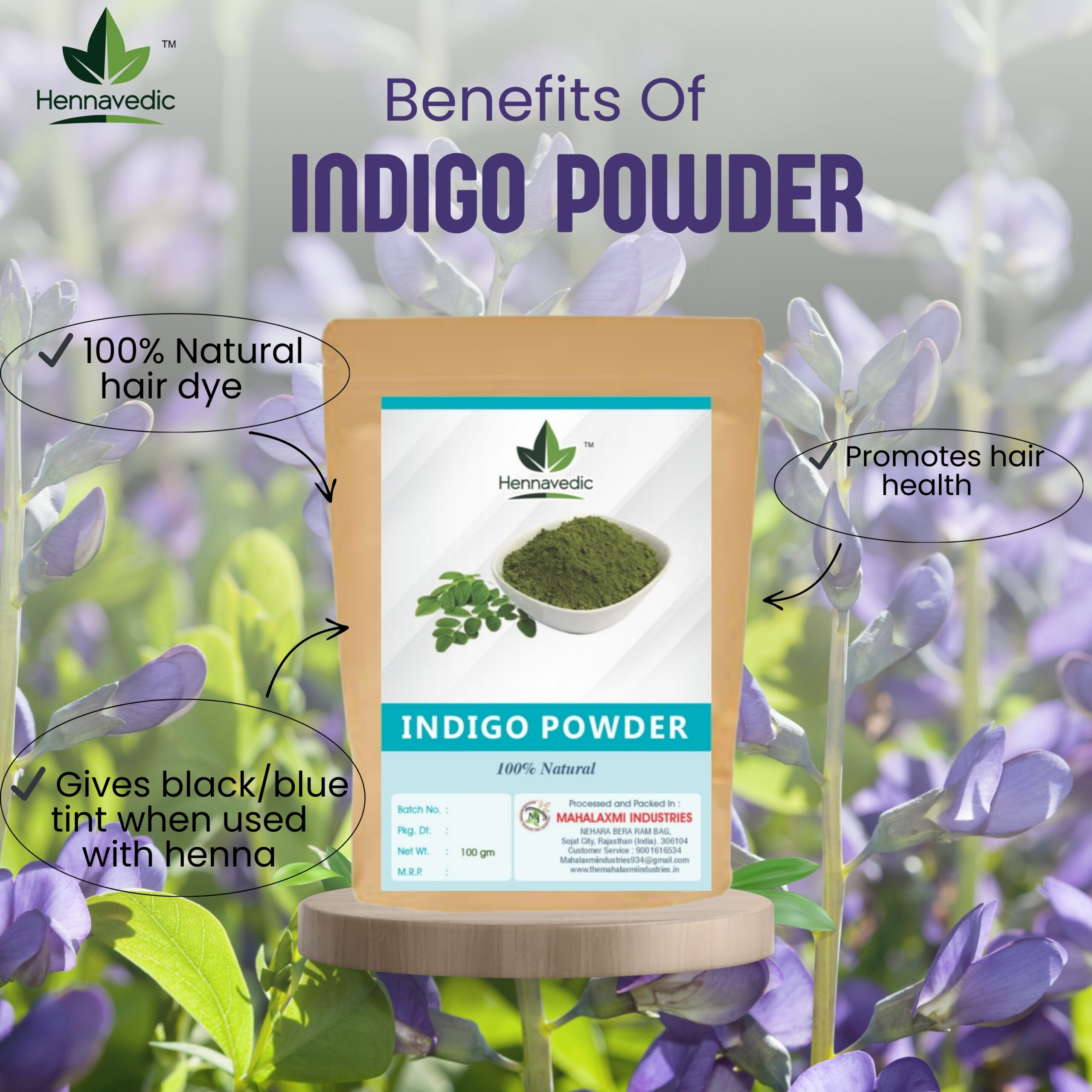 100% Pure Indigo Powder for Hair - Image 2