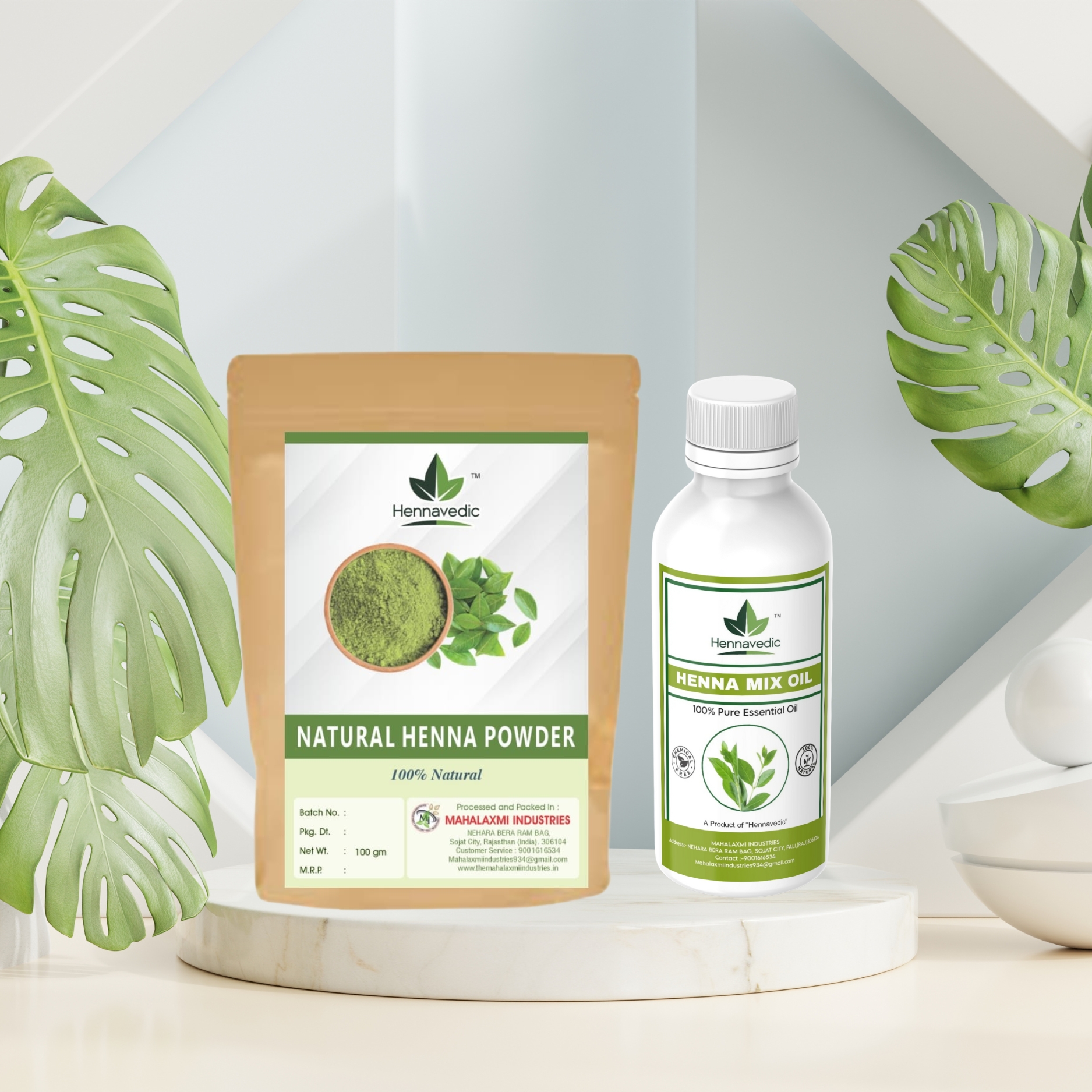 Natural Henna Powder + Henna Mix Oil Combo – For Deep Mehndi Color – 100% Pure Herbal Mehndi with Enhancer Oil – Bridal & Festival Ready – 1kg Powder + 500ml Oil - Image 2