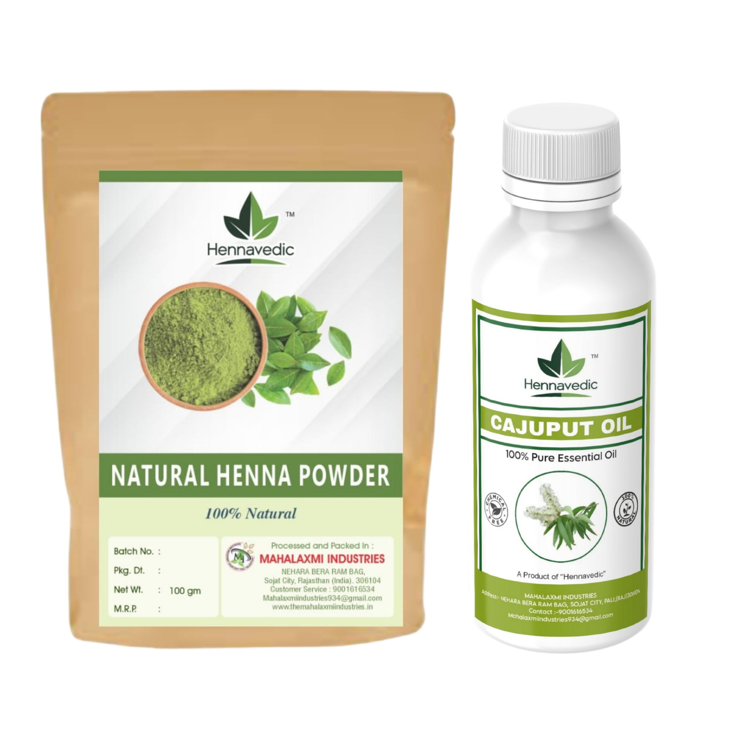 Natural Henna Powder (1kg) + 100% Pure Cajuput Oil (500ml) Combo – For Dark Mehndi Stain – Herbal Mehndi Powder with Enhancer Oil – Bridal & Festival Ready