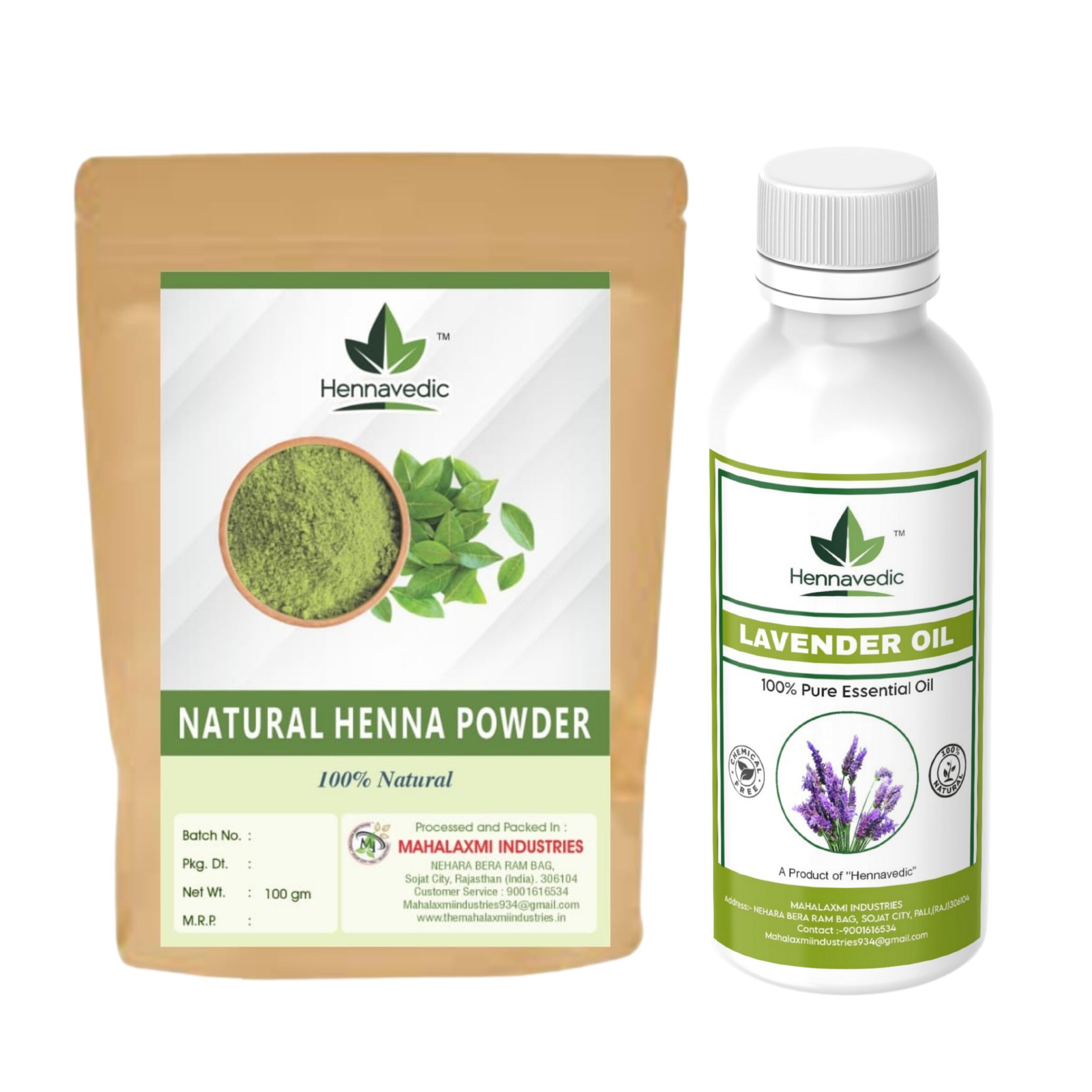 Natural Henna Powder (1kg) + 100% Pure Lavender Oil (500ml) Combo – For Dark Mehndi Stain – Herbal Mehndi Powder with Enhancer Oil – Bridal & Festival Ready