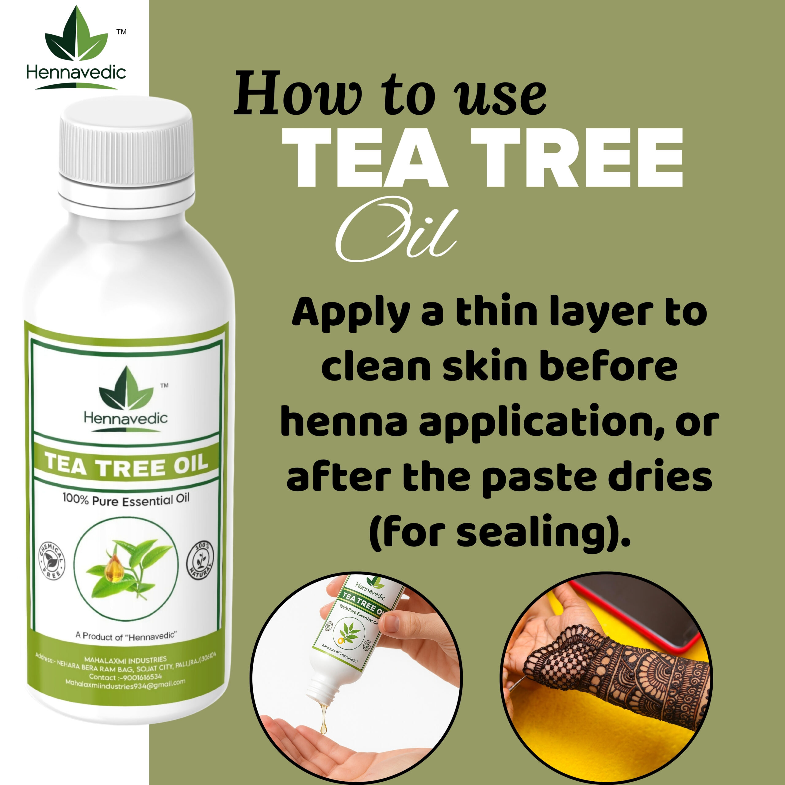 Natural Henna Powder + Henna Mix Oil Combo – For Deep Mehndi Color – 100% Pure Herbal Mehndi with Enhancer Oil – Bridal & Festival Ready – 1kg Powder + 500ml Oil - Image 4