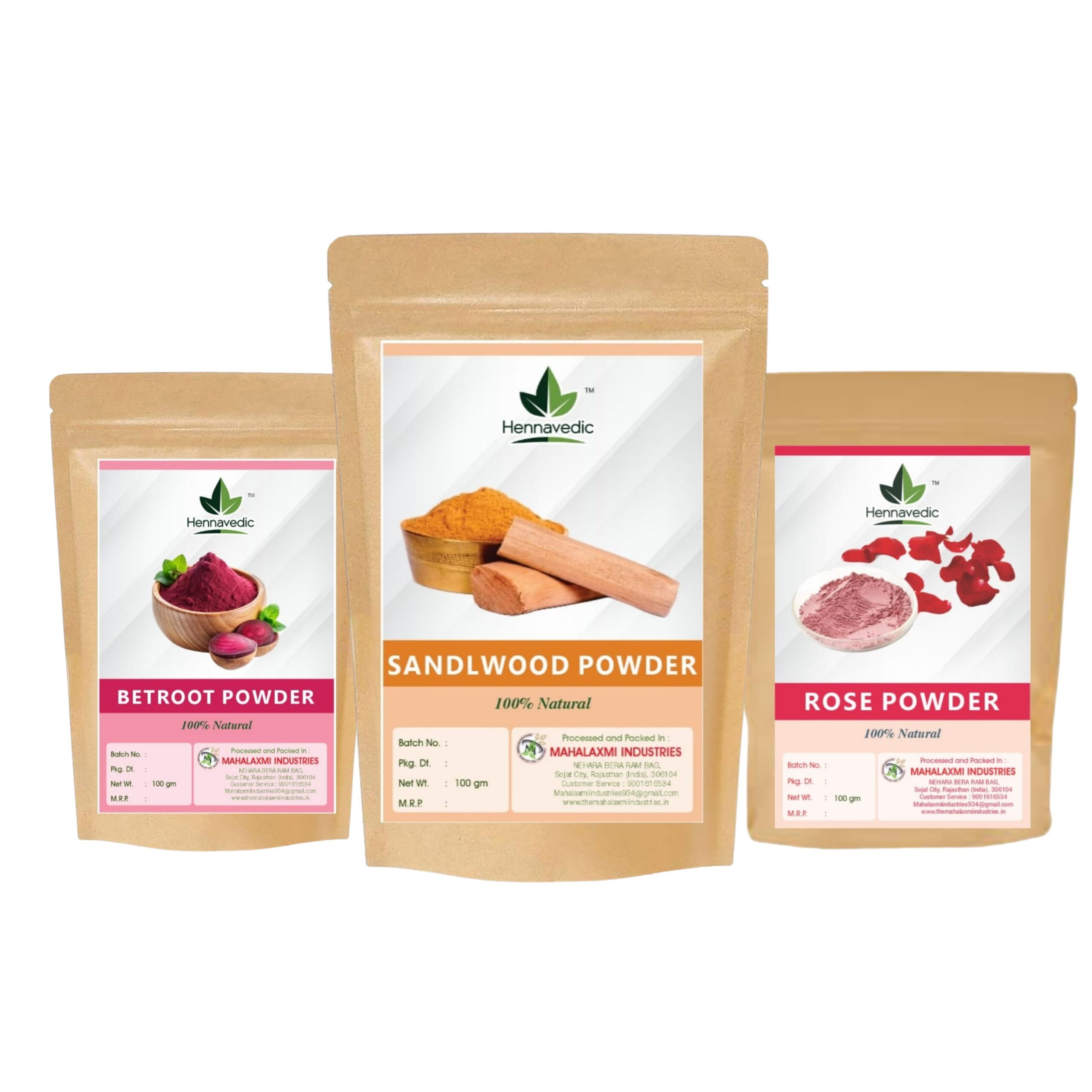 Beetroot Powder, Rose Powder & Sandalwood Powder