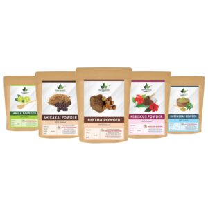 Amla Powder, Shikakai Powder, Reetha Powder, Bhringraj Powder & Hibiscus Powder