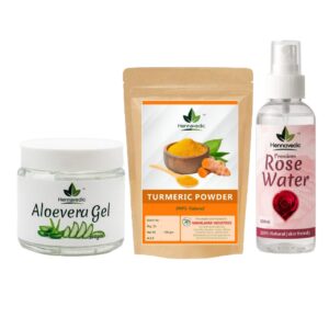 Turmeric Powder + Aloevera Gel + Rose Water Combo