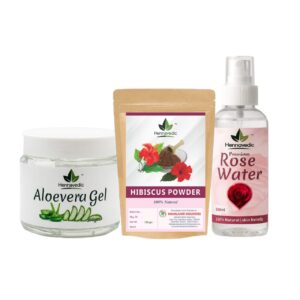 Hibiscus Powder + Aloevera Gel + Rose Water Combo