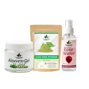 Aloevera Powder + Aloevera Gel + Rose Water Combo