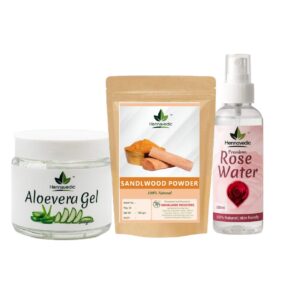 Sandalwood Powder + Aloevera Gel + Rose Water Combo