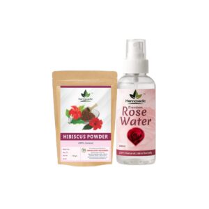 Hibiscus Powder + Rose Water Combo
