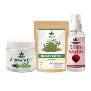 Neem Powder + Aloevera Gel + Rose Water Combo