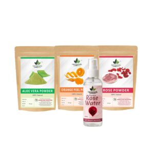 Rose Powder + Orange Peel Powder + Aloevera Powder + Rose Water Combo
