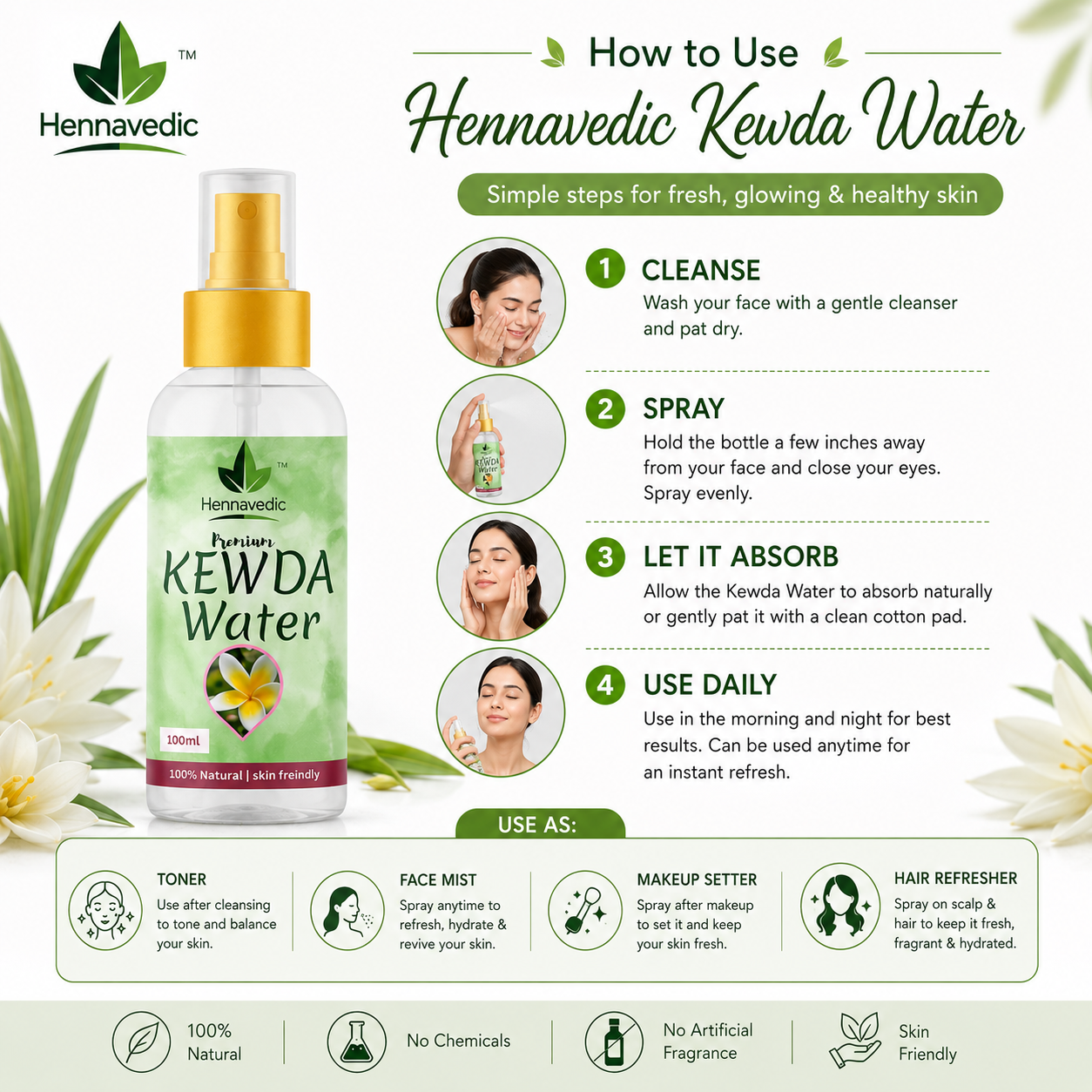 Rose Water + Kewda Water Combo - Image 5
